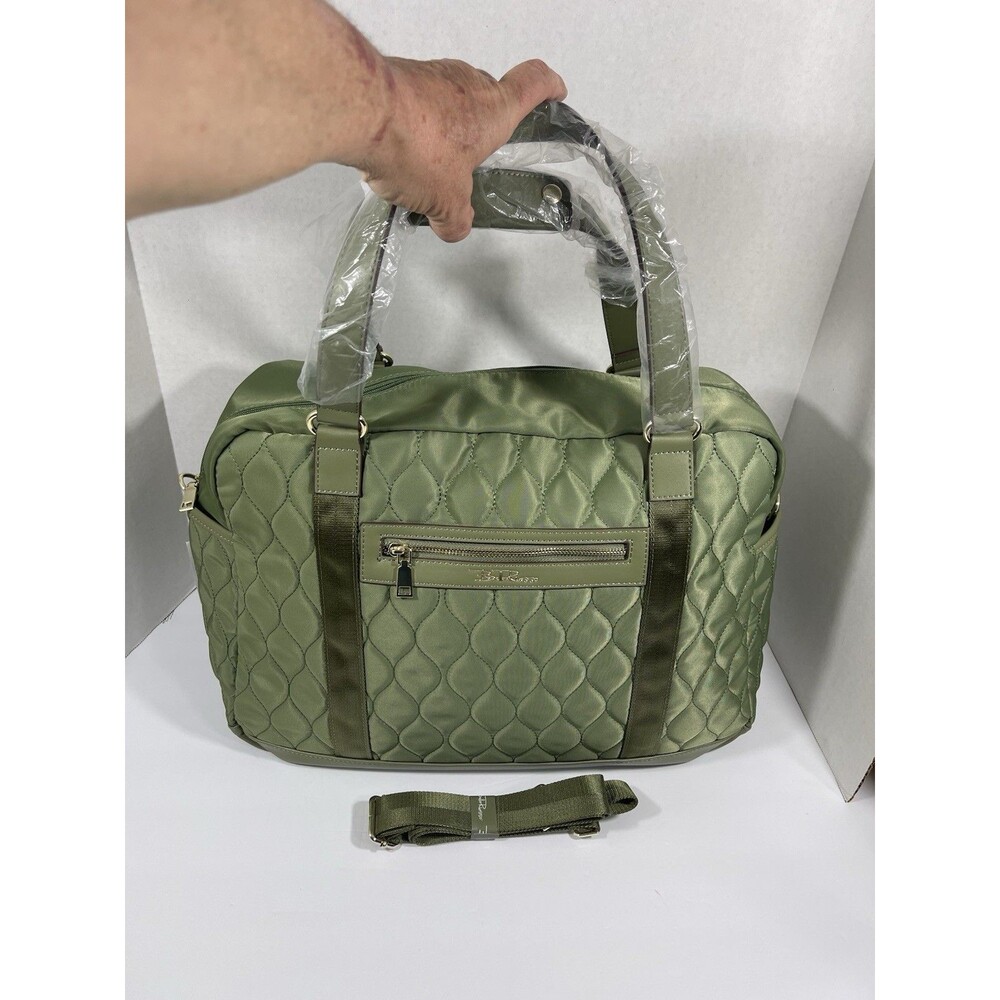 Bella Russo  18” Weekender Quilted Duffel Bag Green With Crossbody Strap NWT